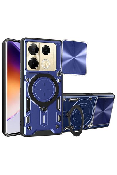 SKYDDAR INNOVATION Husă pentru Infinix Note 40 Pro+, CamGuard Pro, inel magnetic, protecție cameră, set autocolante, albastră
