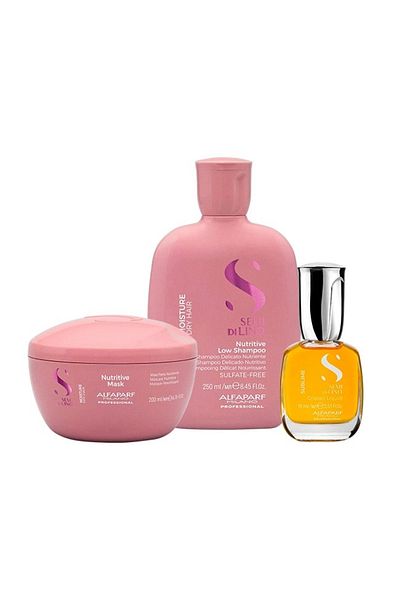 Alfaparf Milano Alfaparf Semi di Lino Moisture Set – Șampon nutritiv 250ml + Mască de păr 200ml + Ulei Cristalli 15ml