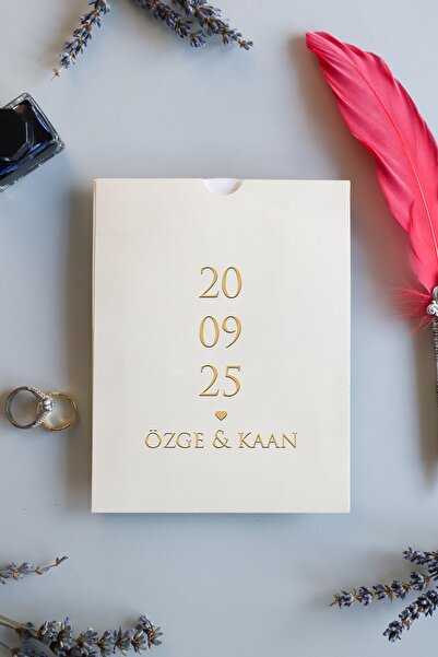 Pixel Davetiye Oval Düğün Davetiyesi - 100 Adet Yaldızlı - Düğün - Nişan - Kına - Sünnet - Nikah Davetiyesi - 8101