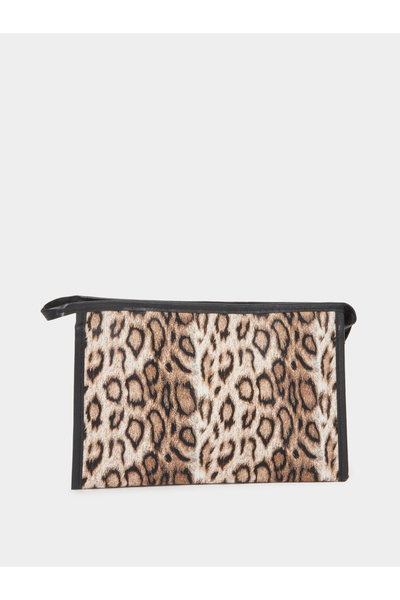 Styli Leopard Print Wash Bag with Zip Closure