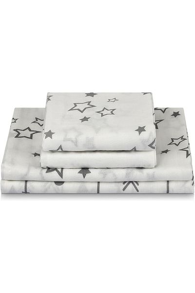 Lammcou Set 4 paturici muselină din bambus și bumbac pentru bebeluși, 120x120, cu imprimeu
