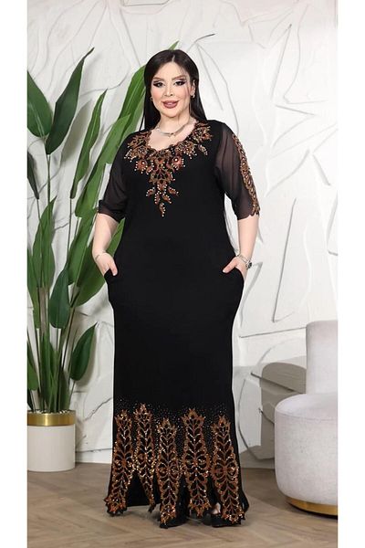 Kokostrendi Sarmaşık Crystal Stone Dress - Black