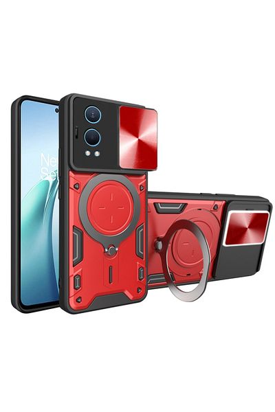 SKYDDAR INNOVATION Case for OnePlus Nord CE4 Lite, CamGuard Pro, Magnetic Ring, Camera Protection, sticker set, Red