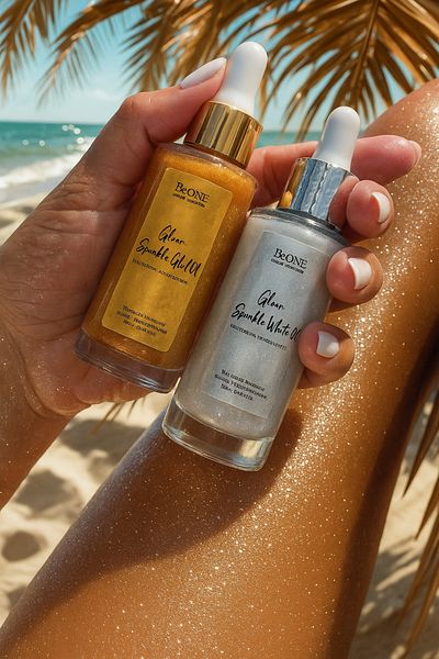 BeOne Cosmetics Set GLOW SPARKLE OILS BeOne Cosmetics– uleiuri cu sclipici cu particule mari, aroma vanilie si cocos