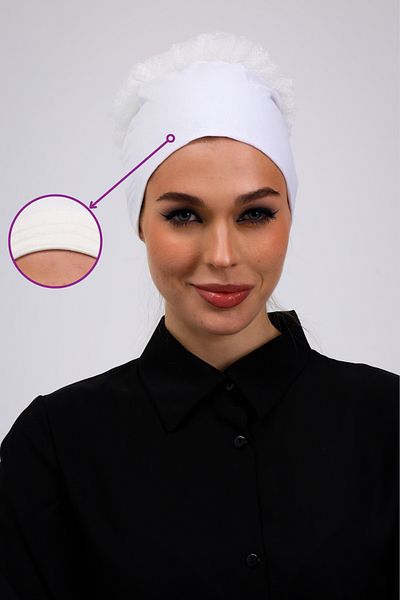 Loggia Non-Slip Ruffled Ecru Silicone Seamless Non-Slip Bonnet Women's Hijab Tie Underwear Bonnet