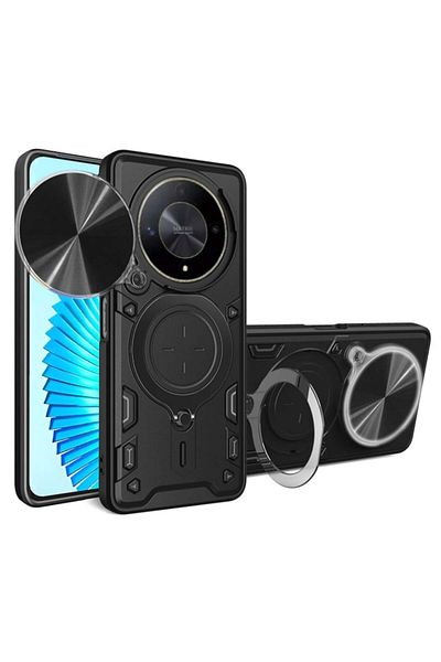 SKYDDAR INNOVATION Carcasă pentru Honor Magic6 Lite, CamGuard Pro, inel magnetic, protecție cameră, set autocolante, negru