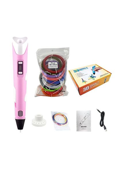 dalimag Set 3D Printing Pen, LCD Display, High Temperature, 10 Filaments (10 Colors), Graffiti - Pink + Fila