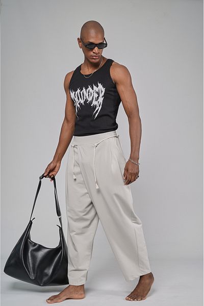 Butik Elastic Waist Lace up Baggy Trousers