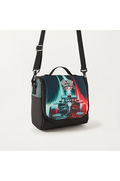 Unique -1 Car Print Lunch Bag with Adjustable Strap and Zip Closure