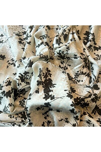 Doray Kumaş Elbiselik Kumaş / Çiçek Baskılı Floş Viskon Saten Leopar Jakar De...