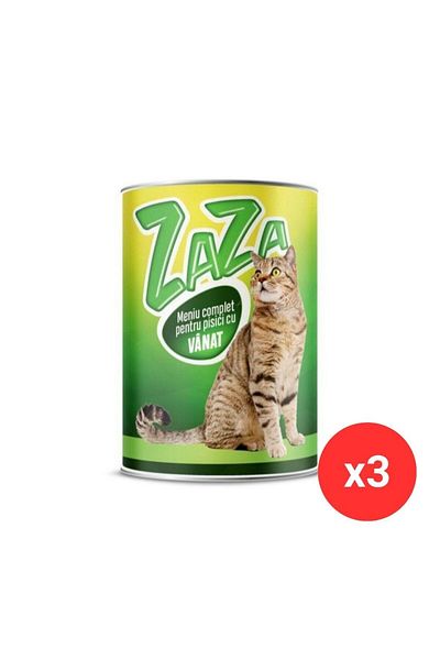 Zaza Wet Cat Food Canned Venison 415gr x3 PCS