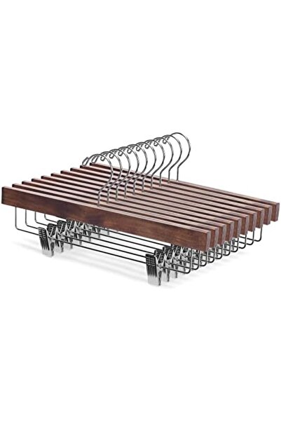 Generic Nature Smile 10-Pack Solid Lotus Wood Deluxe Wooden Pants Hangers