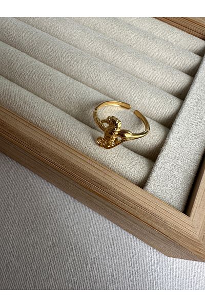 ringbox Gold Steel Tarnish Free Seahorse Ring
