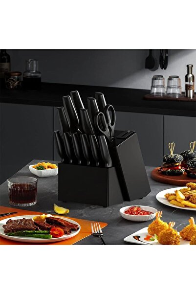 Generic Kitchen Knife Set with Built-in Sharpener Block, Dishwasher Safe, 15 Pieces German Stainless Steel