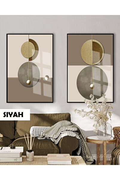 Harika bir ev HARİKABİREV|GRİ&GOLD SET GEOMETRİK MODERN KOMBİNİ |ÇERÇEVELİ CA...