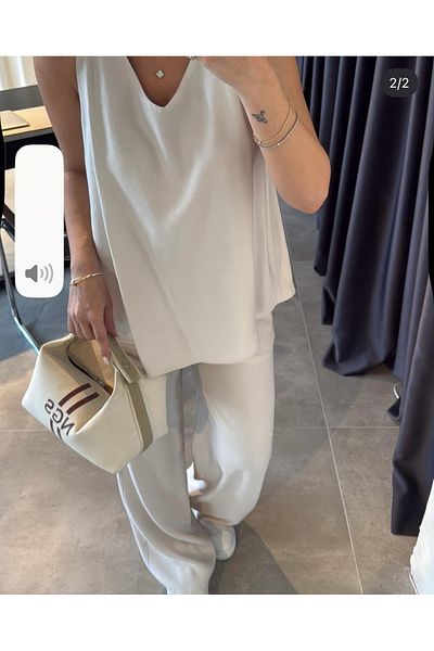 Chamakh Double Pants Suit with Thick Straps