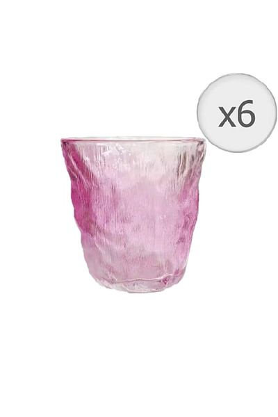 LUXXO Set 6 glasses made of glass, Pink Glacier, 300ml