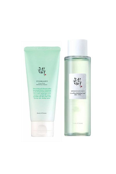 Beauty of Joseon منظف ​​منعش بالبرقوق الأخضر 100 مل + تونر منعش بالبرقوق الأخضر: AHA + BHA 150 مل