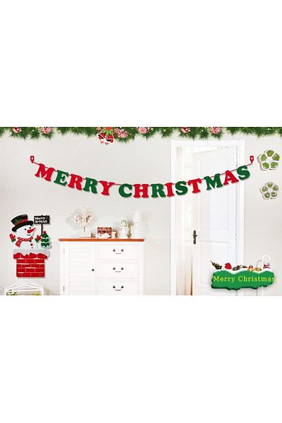 Weigav Set of 3 weigav Christmas banners, felt, red/green, 300 cm