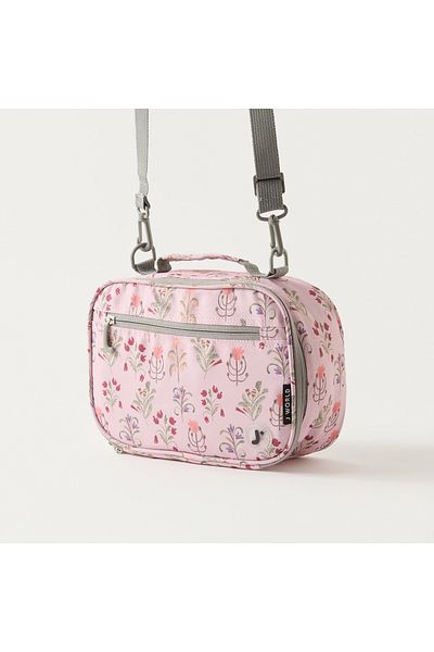 J World All-Over Floral Print Lunch Bag with Adjustable Strap and Zip Closure