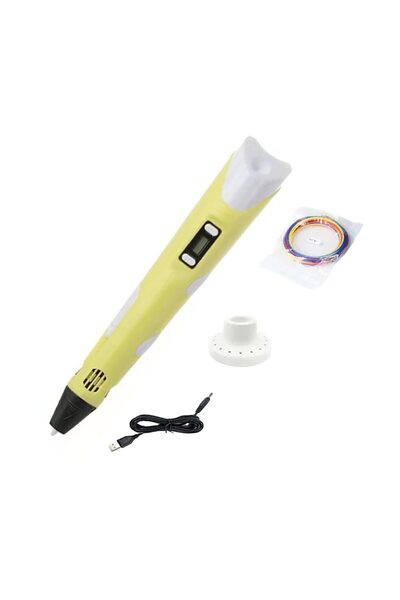EZGETOP 3D Printing Smart Pen, EZGETOP®, Digital Display, with PLA Filament, Support and Adapter, Yellow