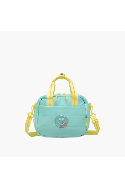 Mayfair حقيبة غداء بتفاصيل مبتسمة مع سحاب إغلاق وحزام قابل للفصل