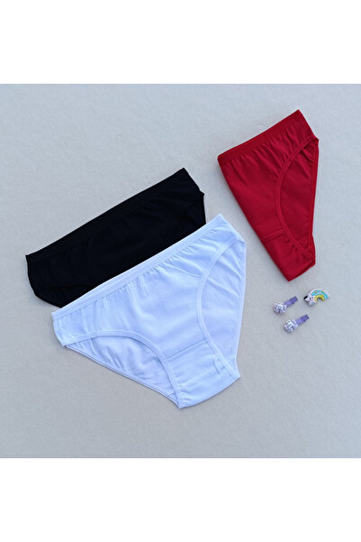 siyalife Chiloți din bumbac pieptănat din 3 piese pentru femei Slip bikini