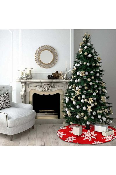 HuiJuKeJi Christmas tree mat, red/white, faux fur, 90 cm