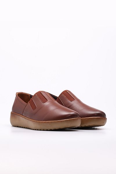 Ayakkabıhane Inside and Outside Genuine Leather Tan Orthopedic Women's Casual Shoes Ah088642611307
