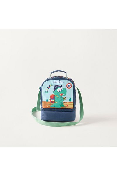 MUST Dinosaur Print Lunch Bag with Zip Closure