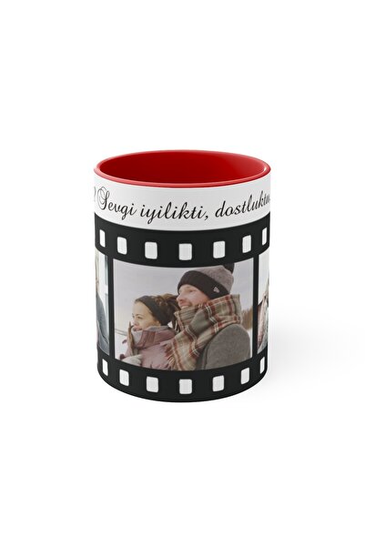 yüksel34 Kişiye Özel Aşkına Sevgiline 3 Resimli Film Şeridi Kupa Bardak ,