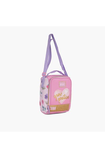 Pause Floral Print Lunch Bag with Adjustable Strap and Zip Closure
