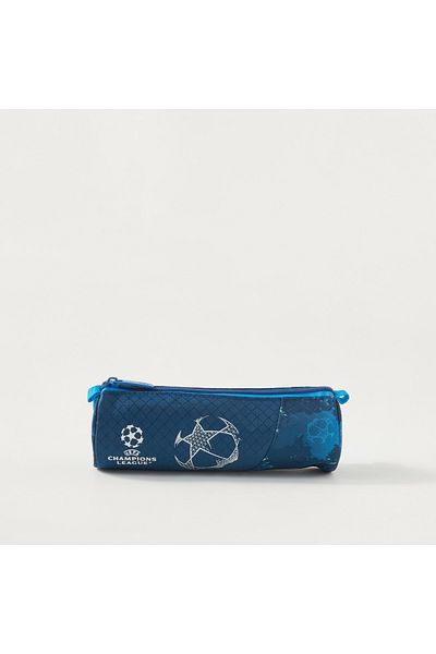 CHAMPIONS League Football Print Pencil Pouch with Zip Closure
