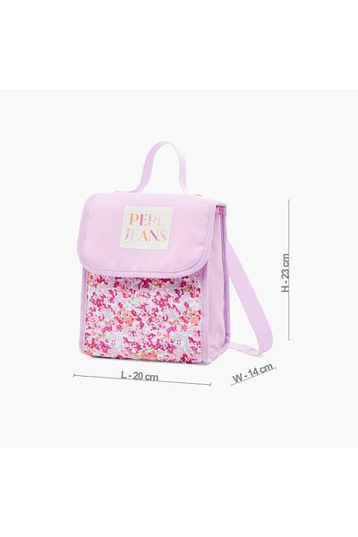 Pepe Jeans Floral Print Lunch Bag with Grab Handle