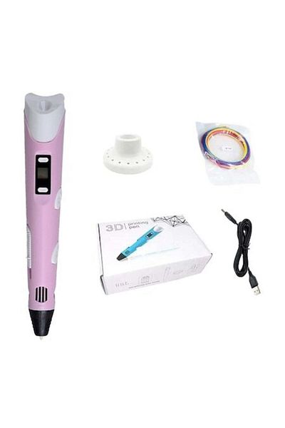 OEM 3D Pen with LED display, for drawing, pink, PLA filament