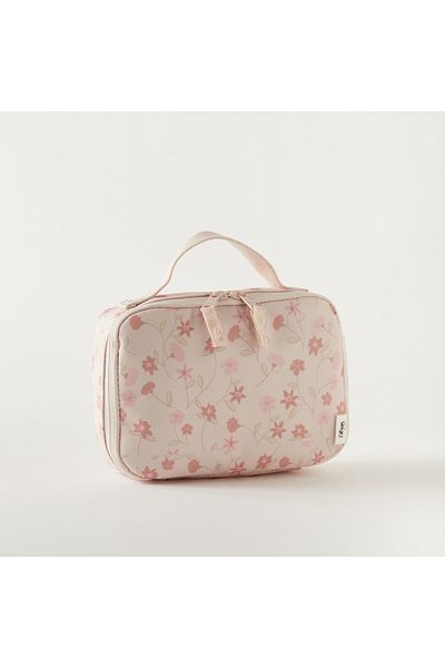 Citron Floral Print Insulated Lunch Bag with Handle and Zip Closure