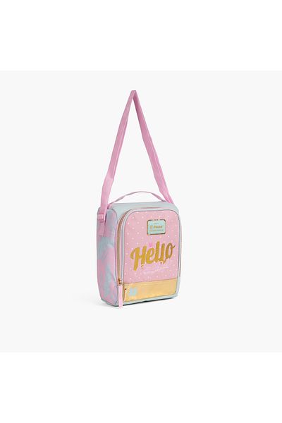 Pause Graphic Print Lunch Bag with Zip Closure