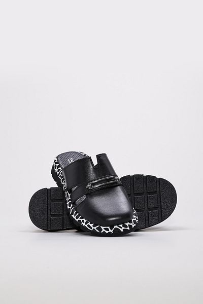 Ayakkabıhane Genuine Leather Inside and Outside Black Comfortable Women's Flat Slippers Ah0871026191026