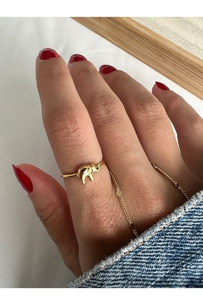 ringbox Gold Steel Tarnish Free Elephant Ring