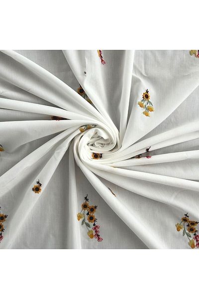 Doray Kumaş Βαμβακερό ύφασμα Voile / Κέντημα με μοτίβο λουλουδιών Κεντημένο ύφασμα Voile / DRY 3008