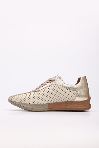 Ayakkabıhane Genuine Leather Inside and Outside Beige Gold Women's Sports Shoes Ah083562611668