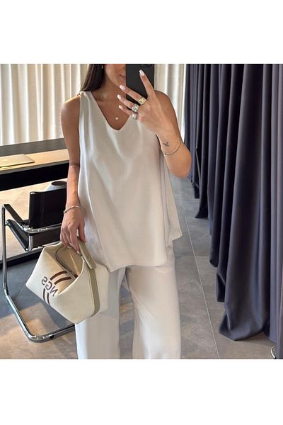 Chamakh Double Pants Suit with Thick Straps