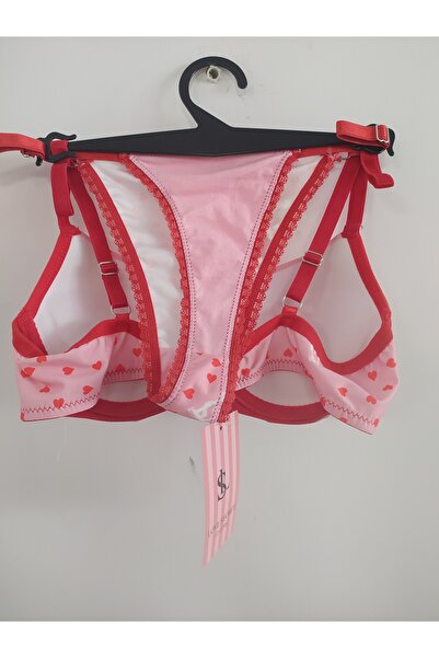 Store Red Heart Padded Underwire Pink Bra Set