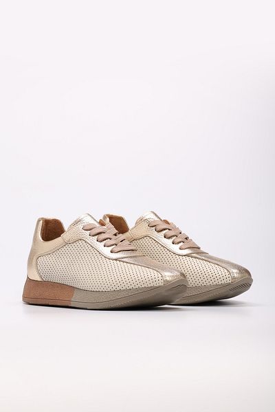 Ayakkabıhane Genuine Leather Inside and Outside Beige Gold Women's Sports Shoes Ah083562611668