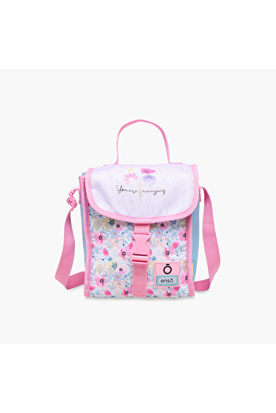 Enso Floral Print Lunch Bag with Adjustable Strap and Buckle Closure
