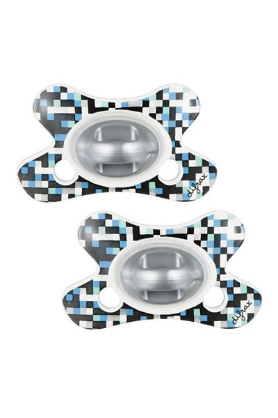 Difrax Set 2 suzete, Difrax, 0-6 luni, Blue Pattern