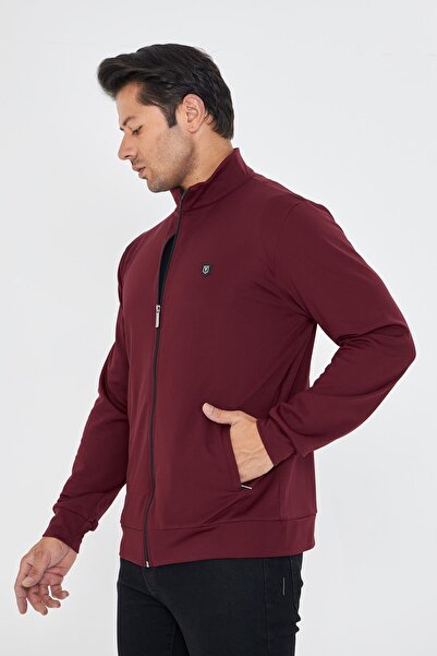 Marco Ferry Чоловічий світшот з повним застібкою-блискавкою та капюшоном бордовий 5256SW-B