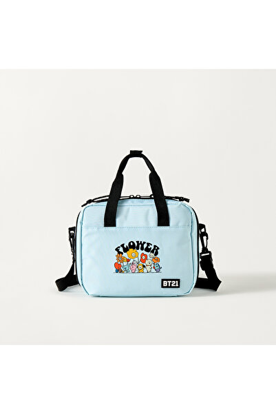 BT21 Graphic Print Lunch Bag with Zip Closure and Detachable Strap