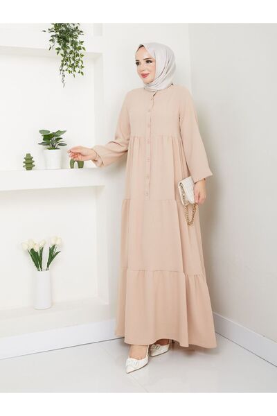 exxitcollection Γυναικείο Ayrobin Beige Stone Κομψό και άνετο υφασμάτινο φόρεμα Hijab