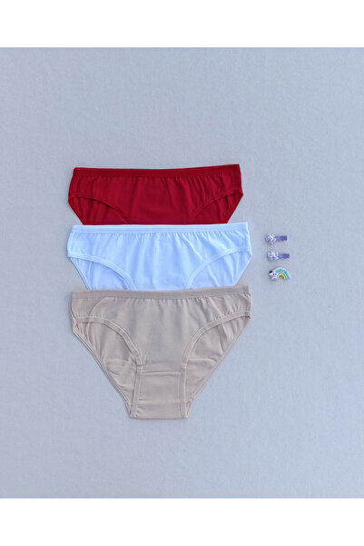 siyalife Kadın Pamuklu 3'lü Penye Kumaş Külot Bikini Slip